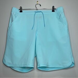 LAND'S END Women's Light Teal Blue Board Swim Shorts 9" Inseam Unlined Size 14